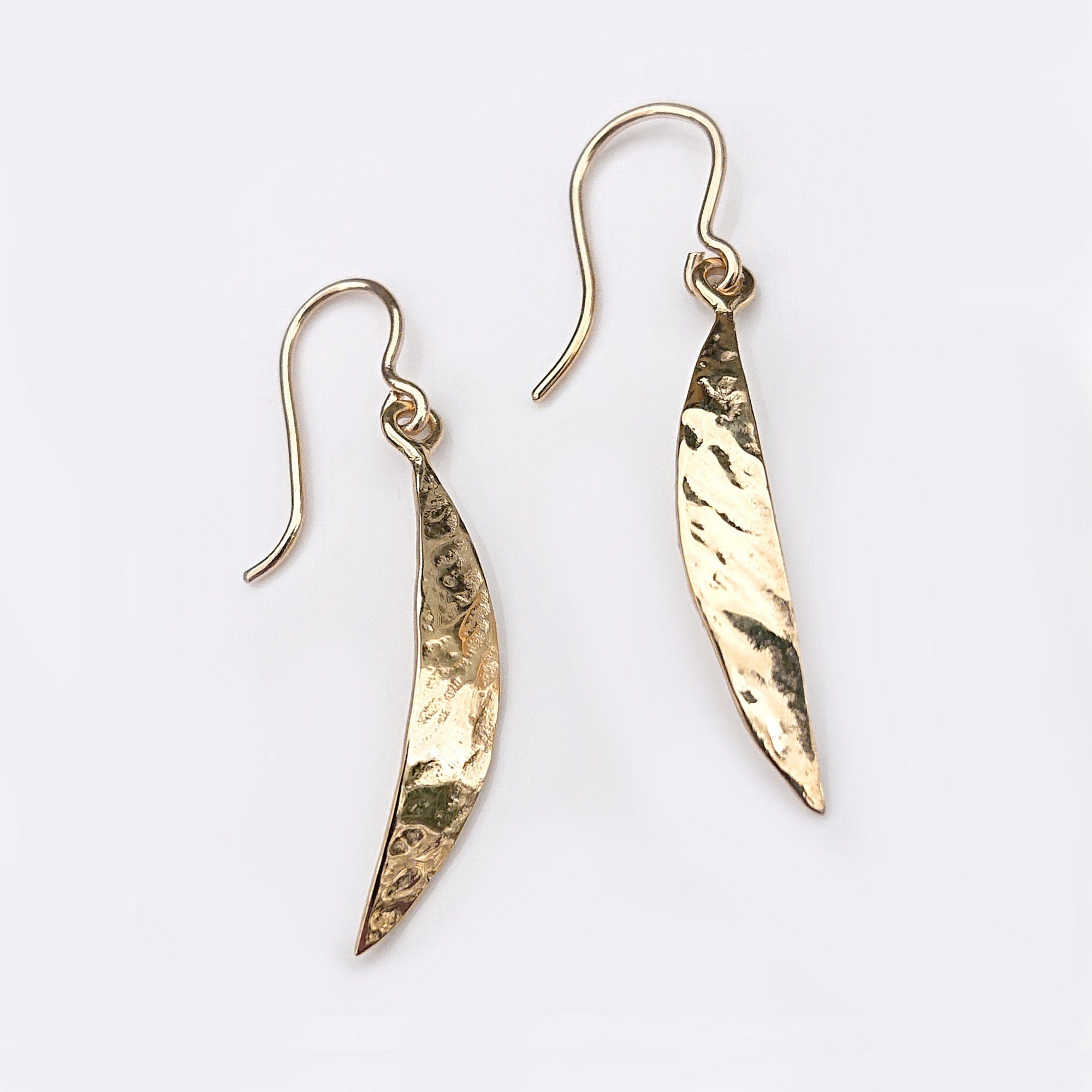 Martina Hamilton Earrings Leaf | 9ct Solid Gold Crescent Drop Earrings