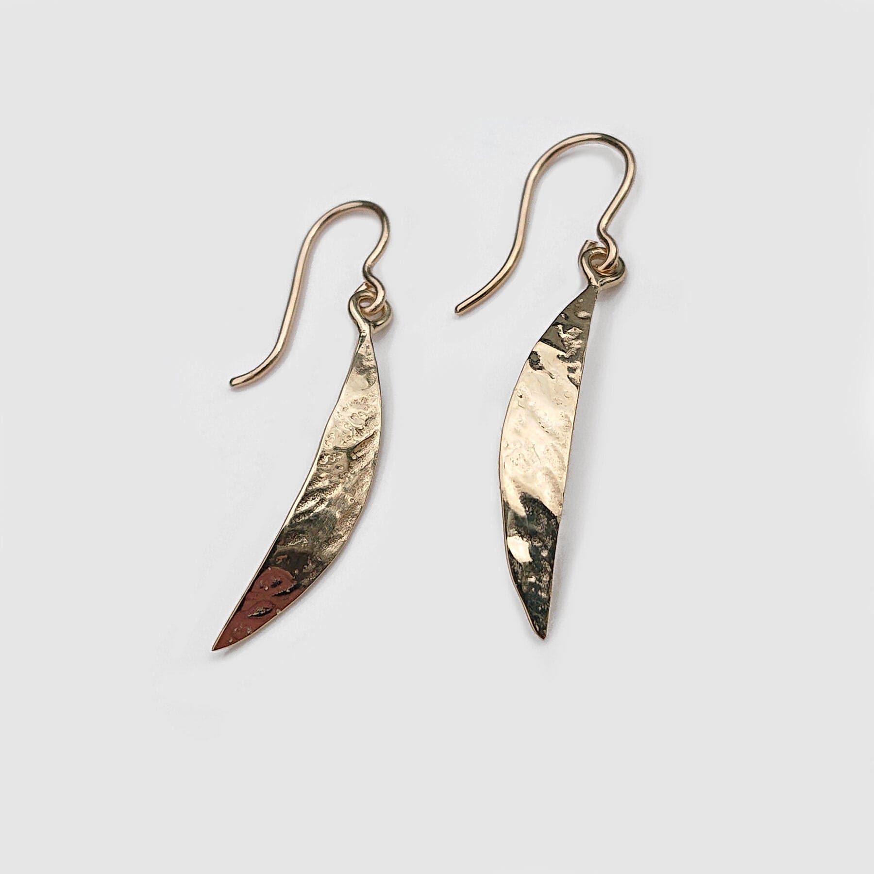 Martina Hamilton Earrings Leaf | 9ct Solid Gold Crescent Drop Earrings