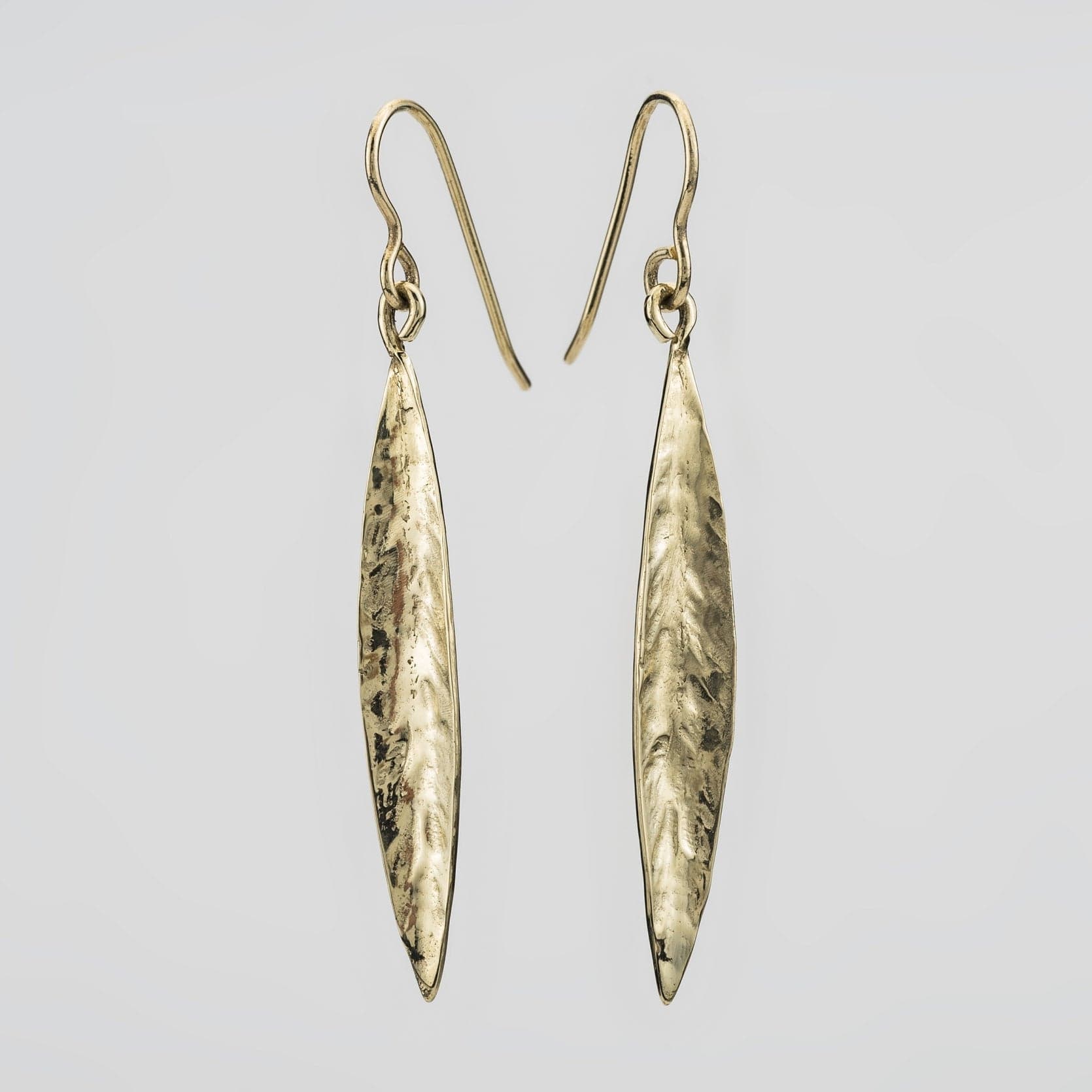 Martina Hamilton Earrings Leaf | 9ct Solid Gold Drop Earrings Large