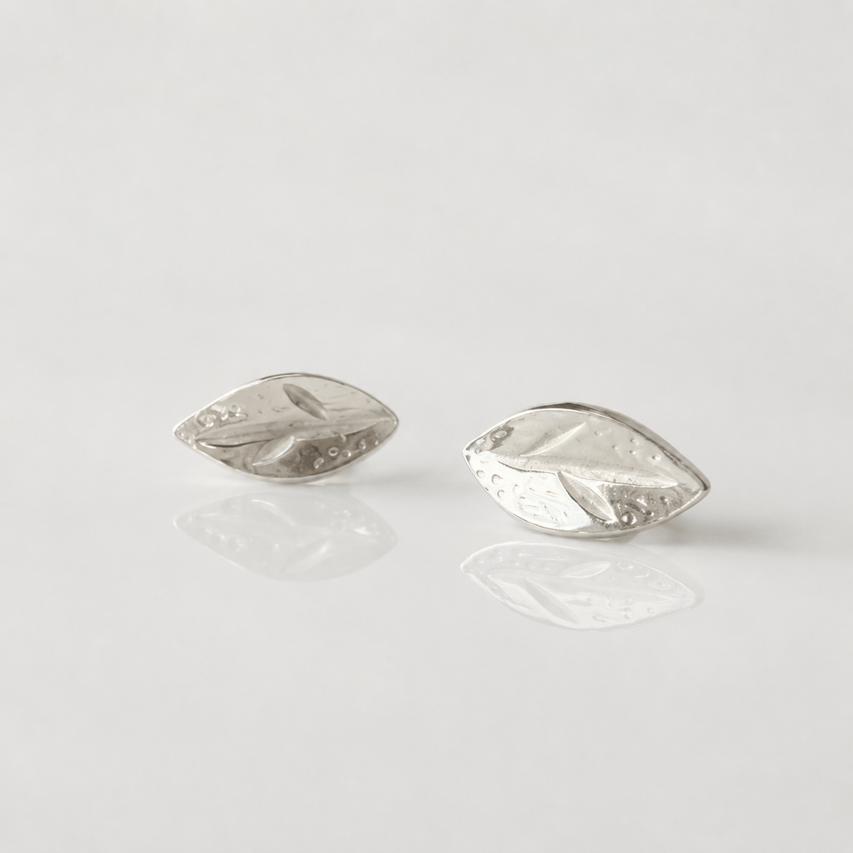Martina Hamilton Earrings Leaf | Silver Stud Earrings Petite