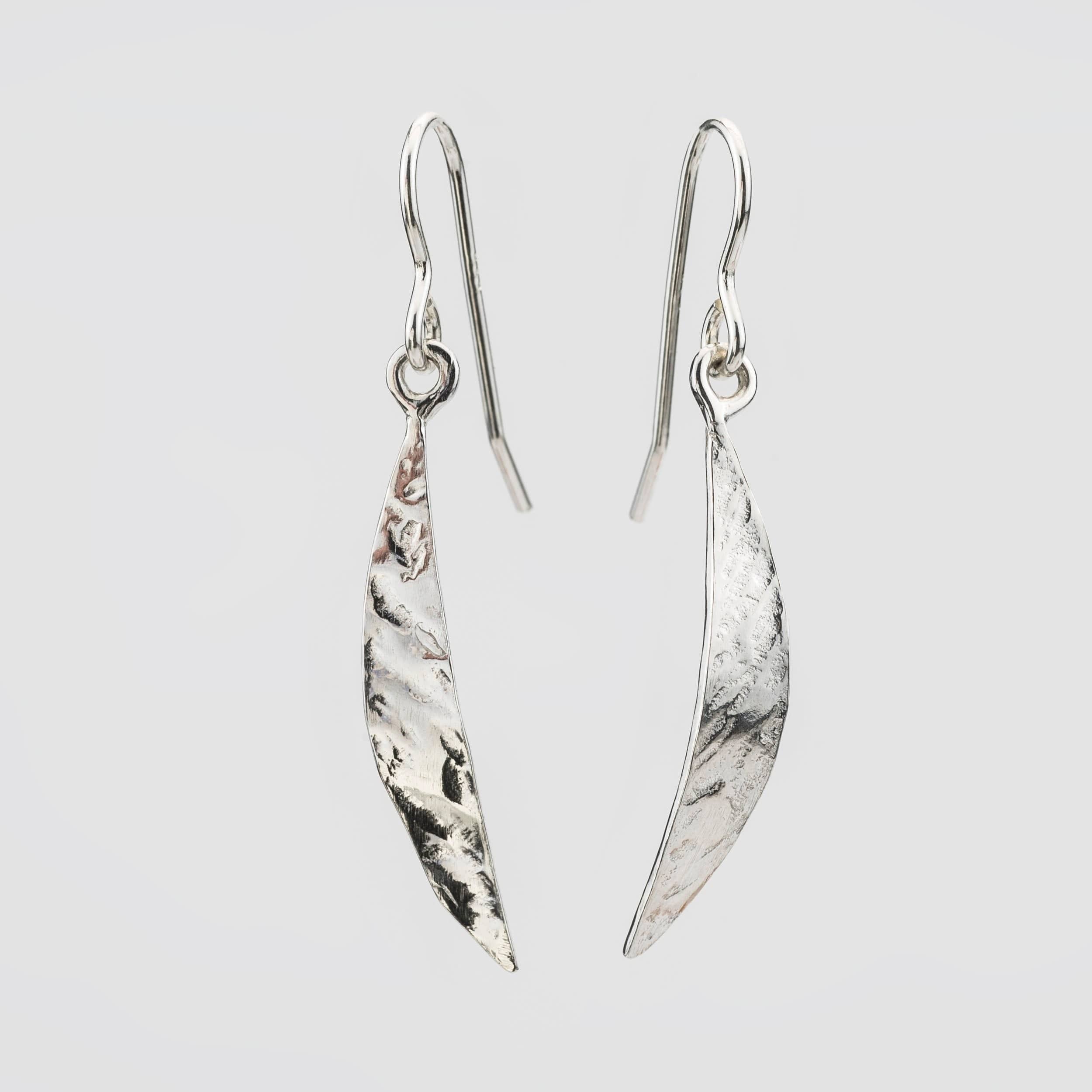 Martina Hamilton Earrings Leaf | Sterling Silver Crescent Drop Earrings