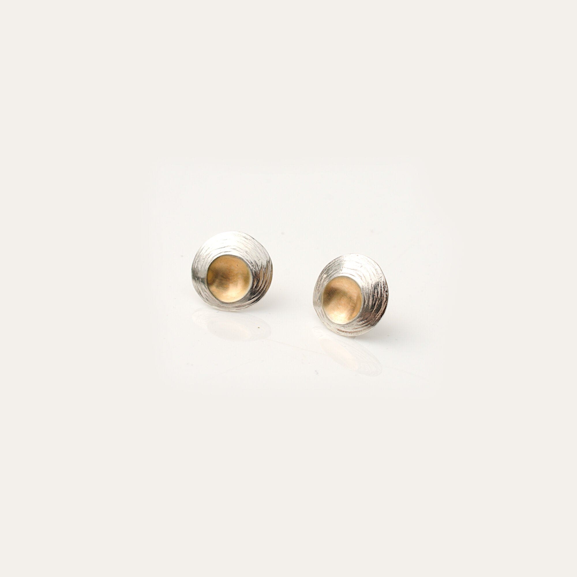 Martina Hamilton Earrings Moon Shell | Sterling Silver and 22ct Gold Plated Stud Earrings Petite
