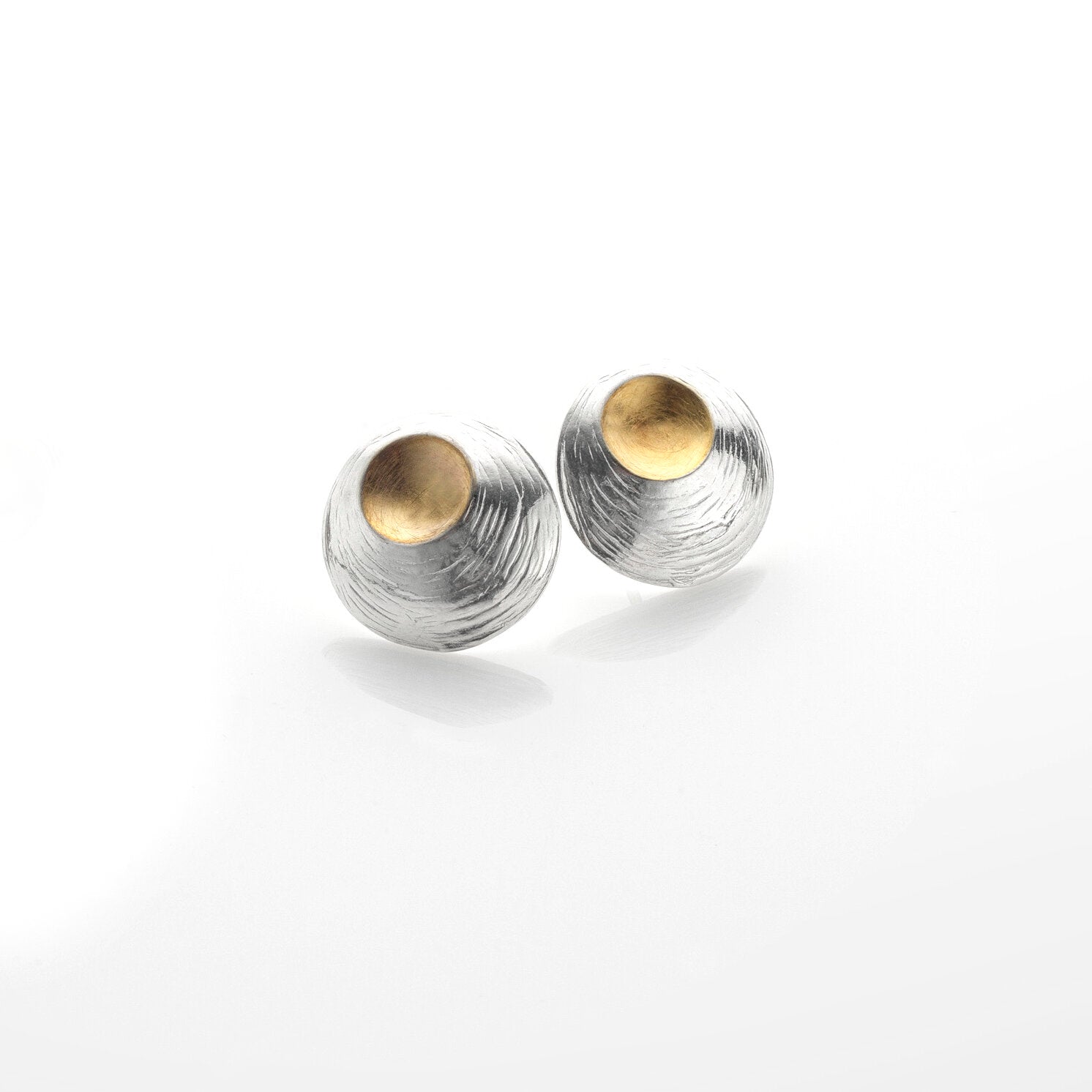 Martina Hamilton Earrings Moon Shell | Sterling Silver and 22ct Gold Plated Stud Earrings Small