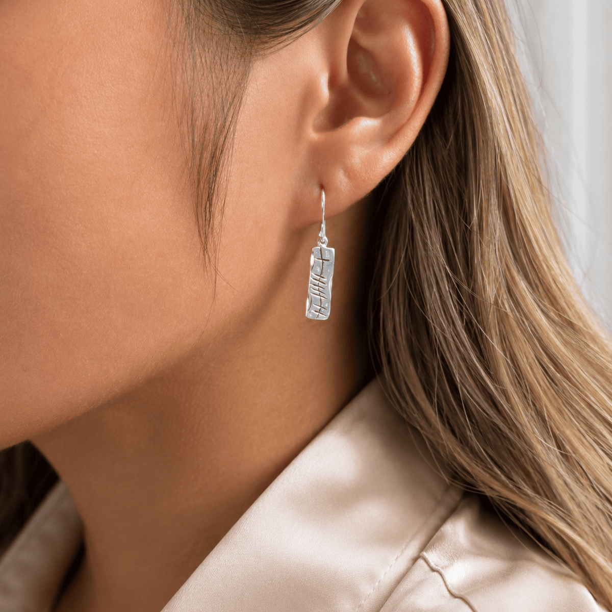 Martina Hamilton Earrings Ogham | Grá Drop Earrings