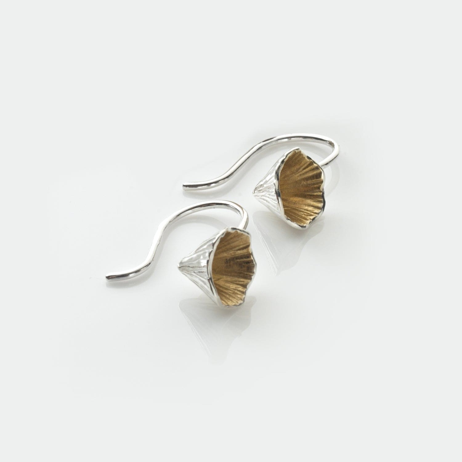 Martina Hamilton Earrings Shell Cone | Sterling Silver and 22ct Gold Plated Drop Earrings Short Medium