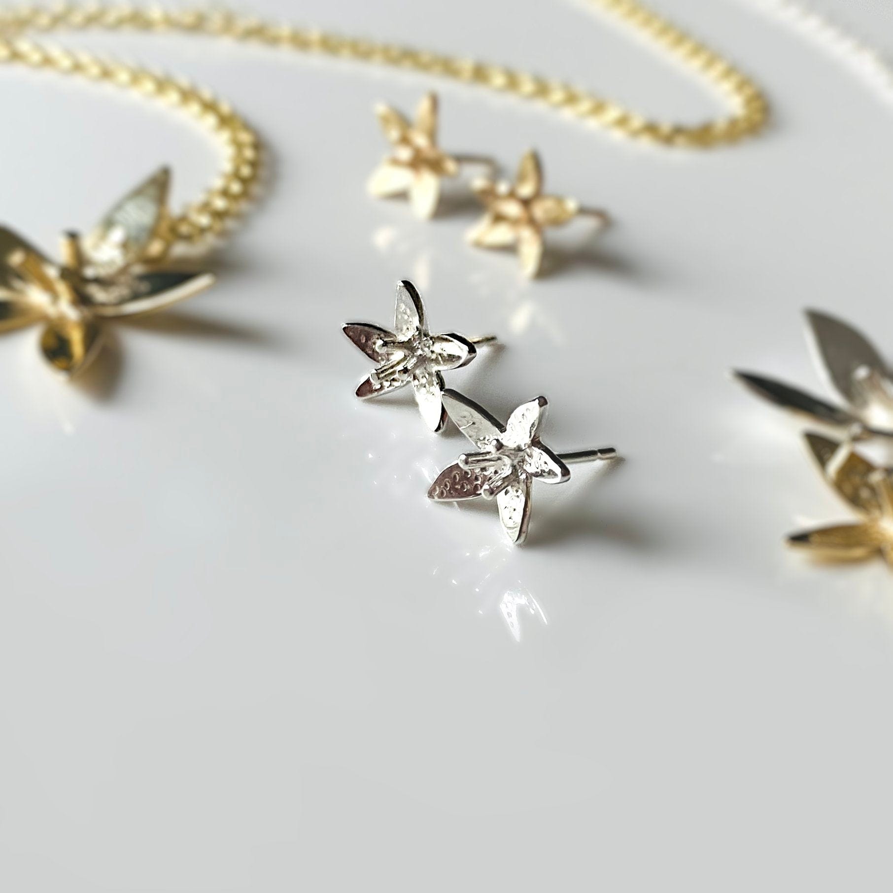 Martina Hamilton Earrings Star Flower | Sterling Silver Stud Earrings Petite
