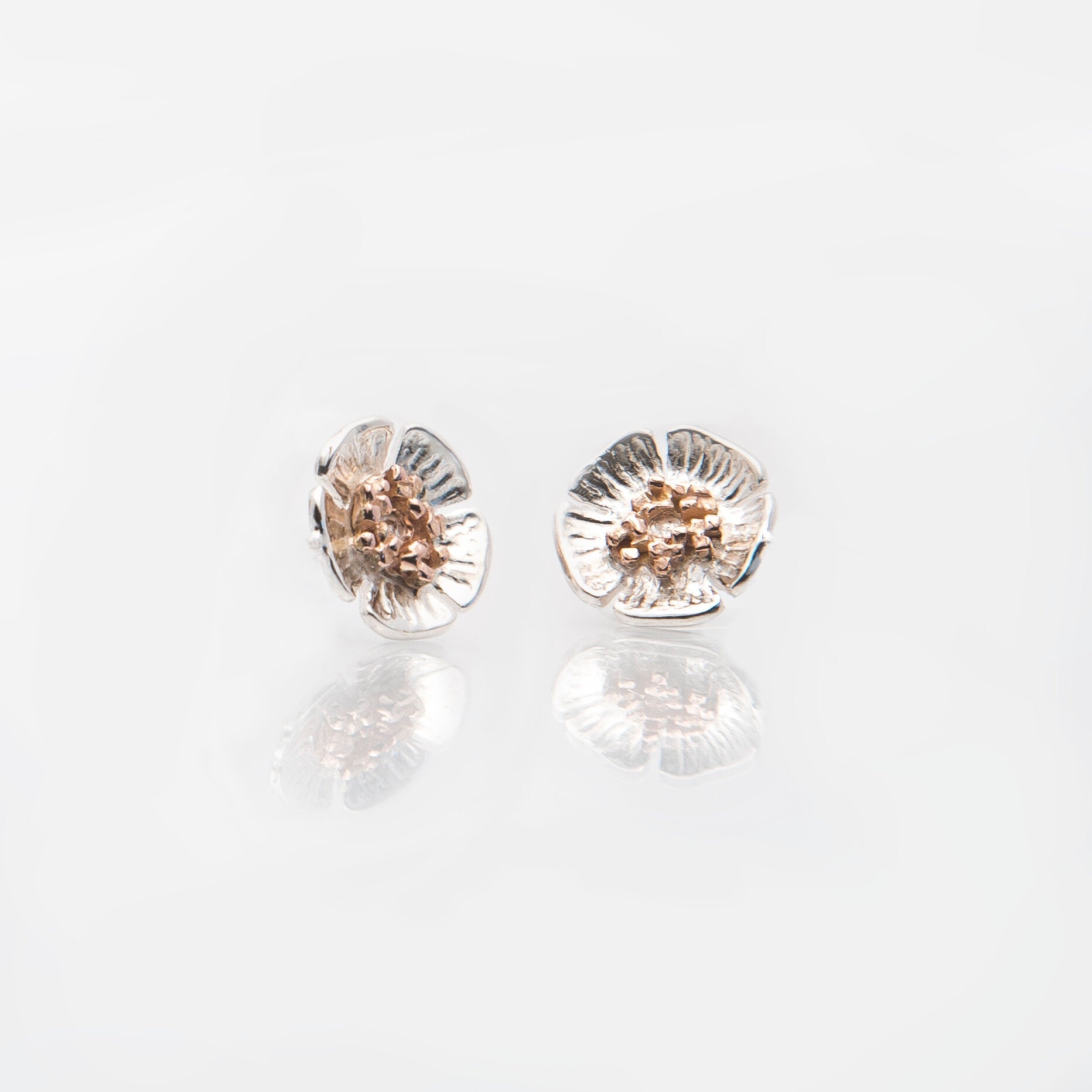 Martina Hamilton Earrings Wild Irish Rose | Sterling Silver and 10ct Solid Rose Gold Stud Earrings Medium