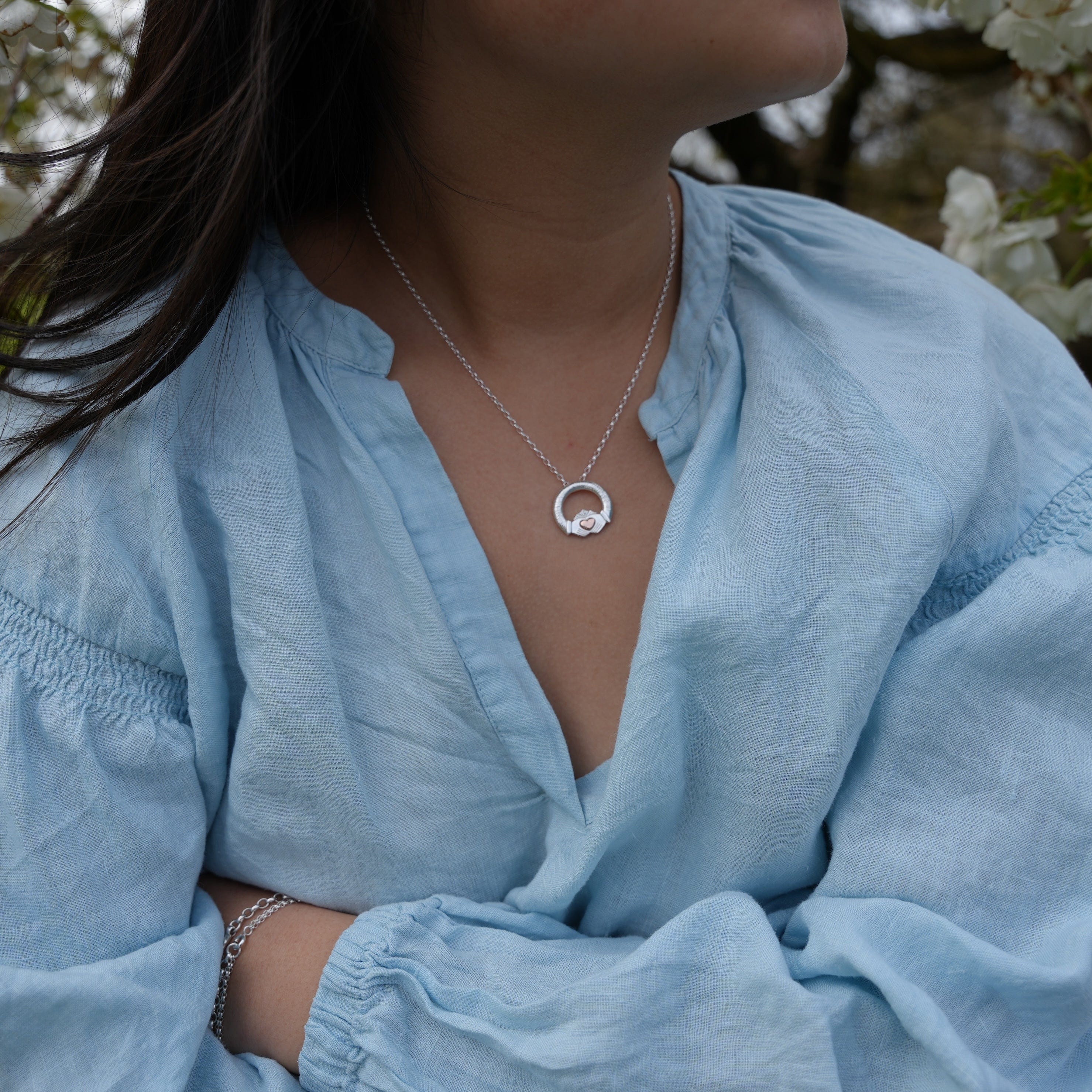 Martina Hamilton Pendants/Necklaces Ériu | Claddagh Sterling Silver with Solid Rose Gold Heart Pendant