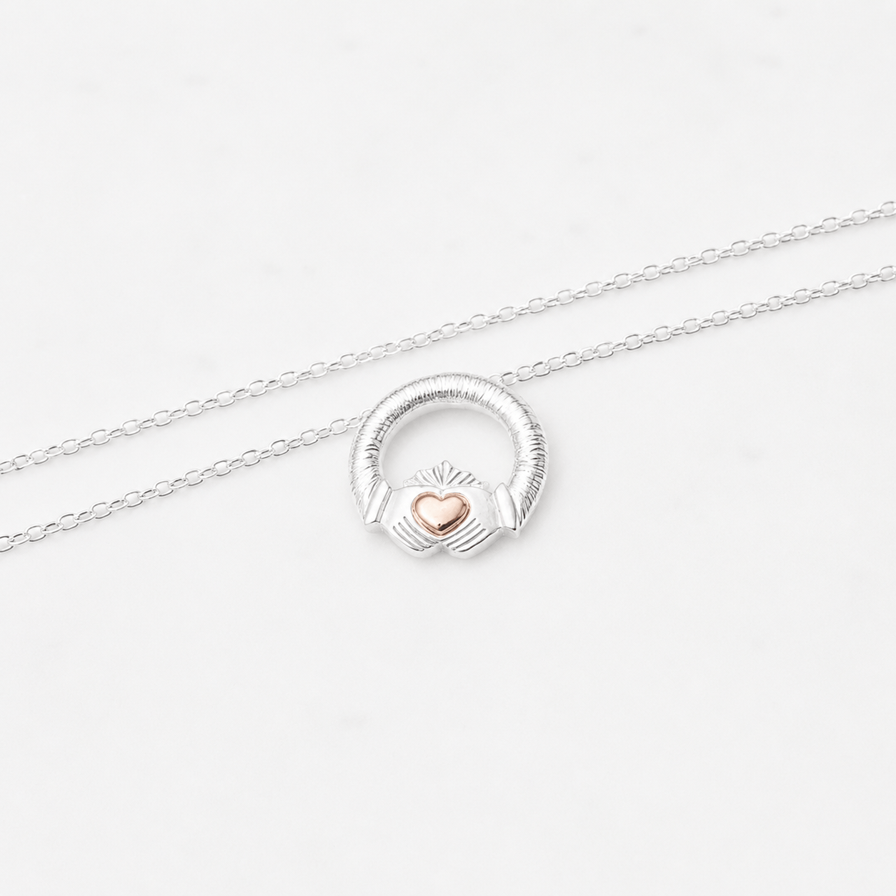 Martina Hamilton Pendants/Necklaces Ériu | Claddagh Sterling Silver with Solid Rose Gold Heart Pendant