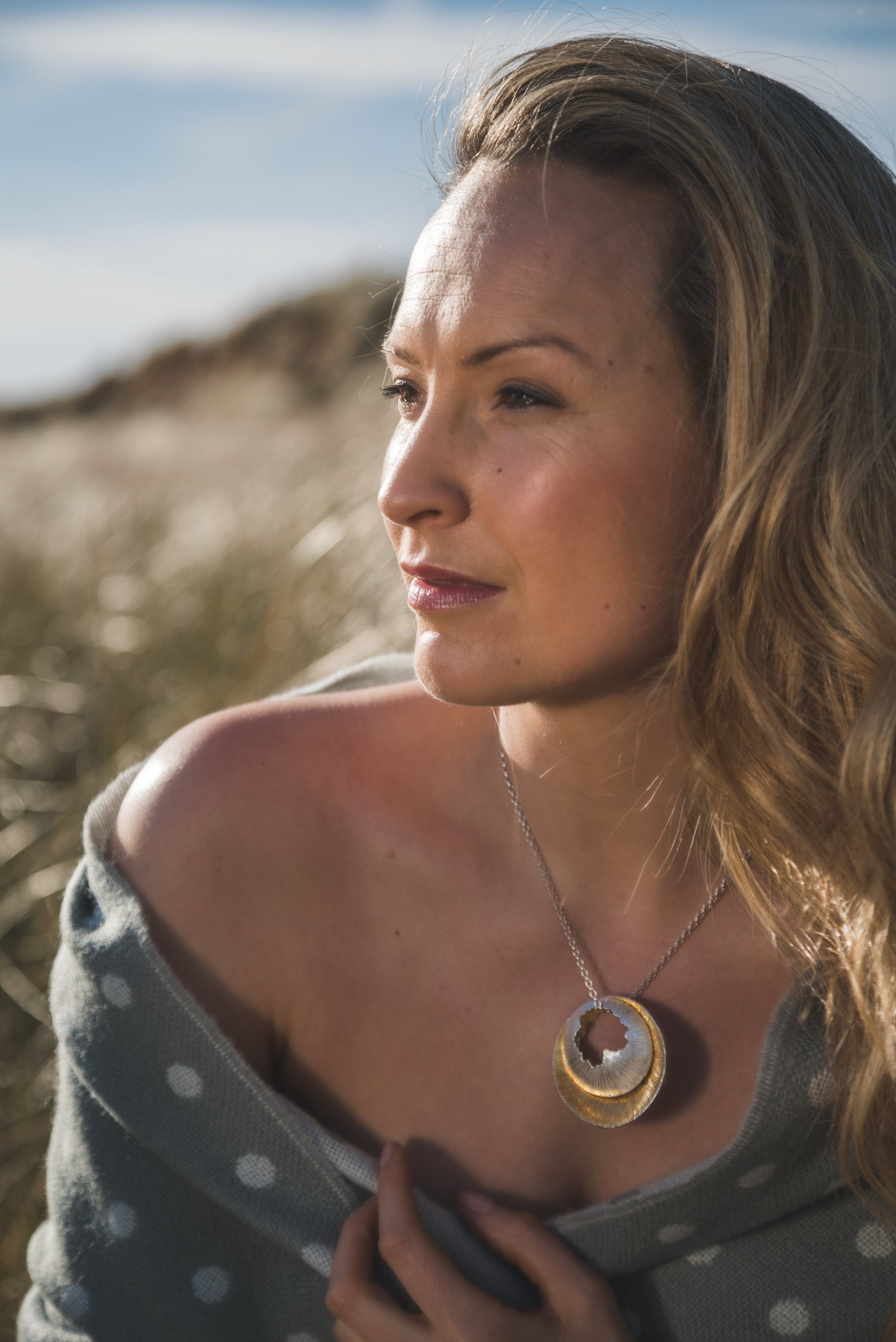 Martina Hamilton Pendants/Necklaces Golden Shore | Sterling Silver and 22ct Gold Plated Double Pendant Large