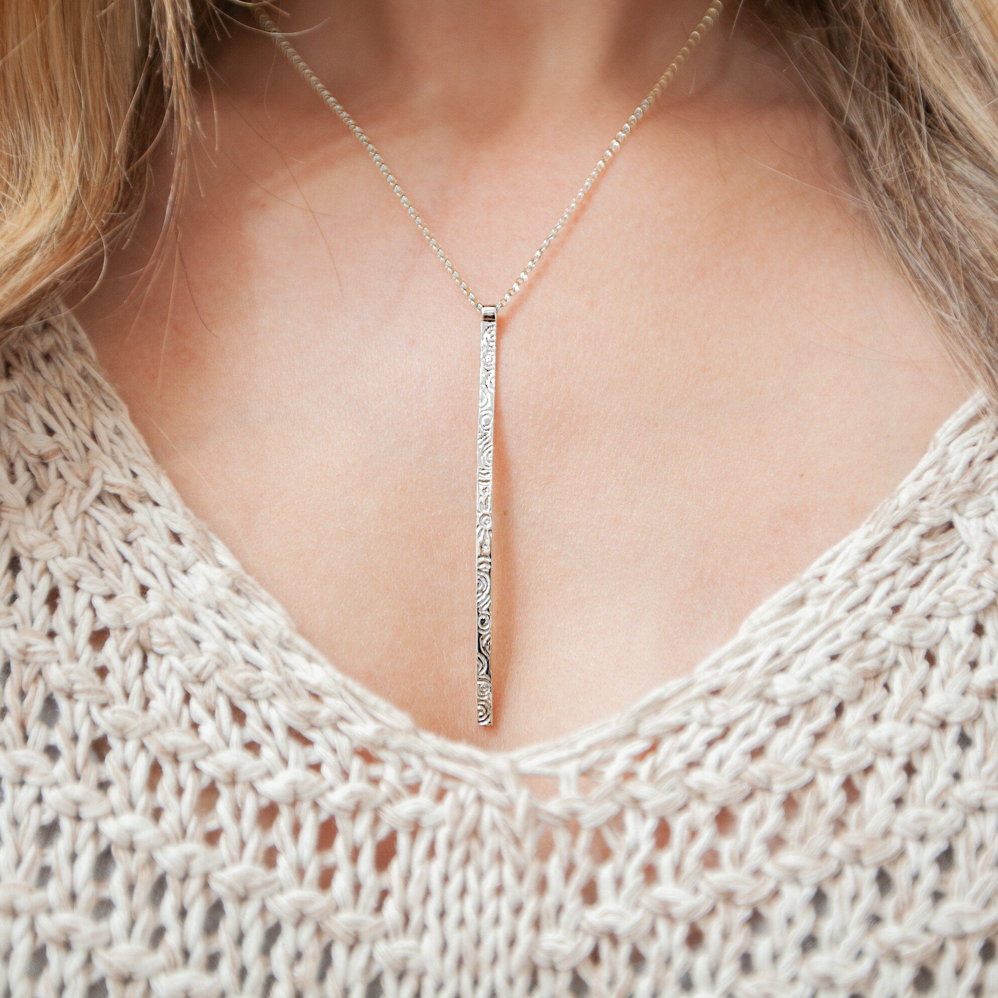 Martina Hamilton Pendants/Necklaces Heaven | Sterling Silver Bar Pendant Signature