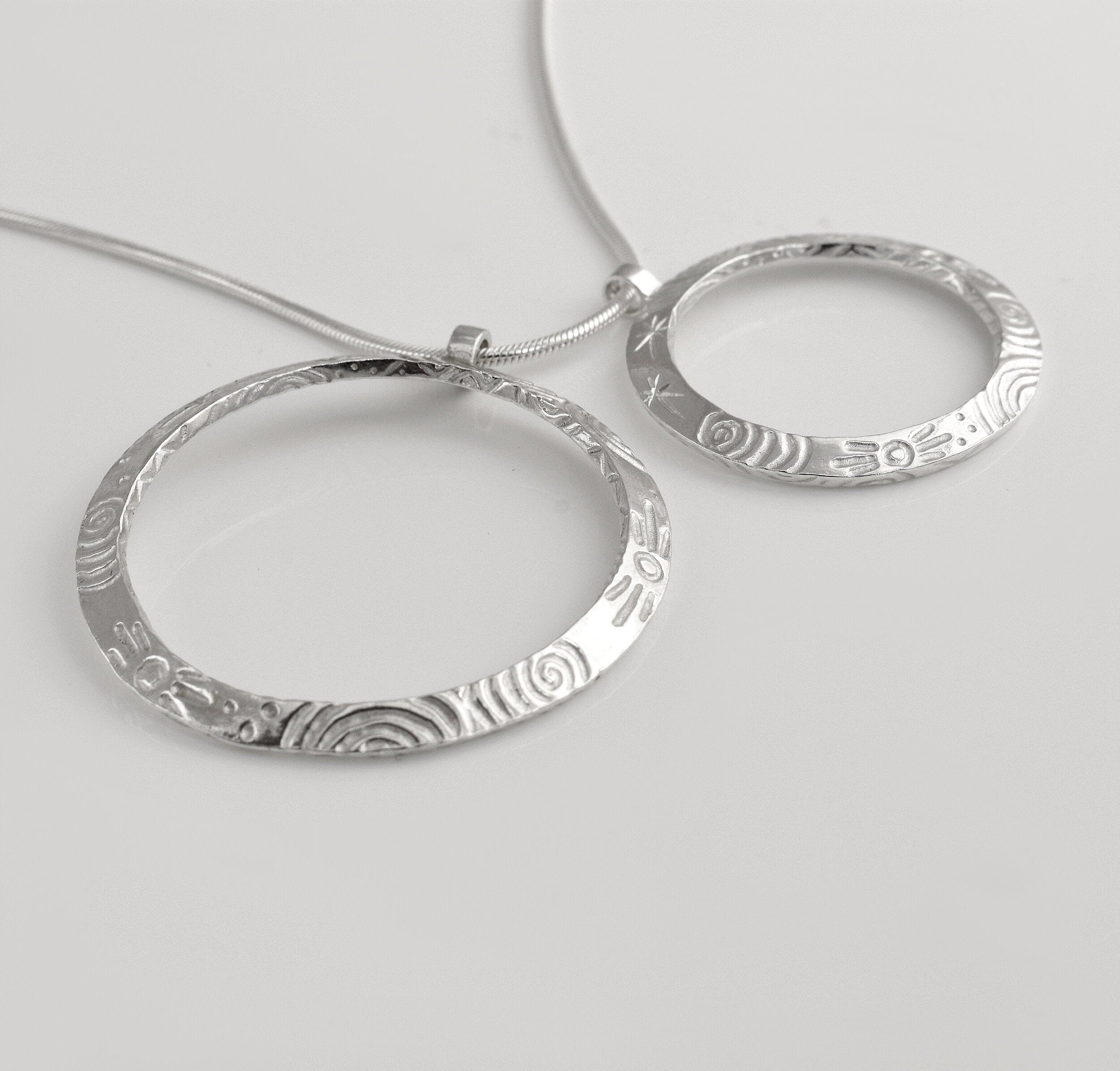 Martina Hamilton Pendants/Necklaces Heaven | Sterling Silver Double Circle Pendant Large