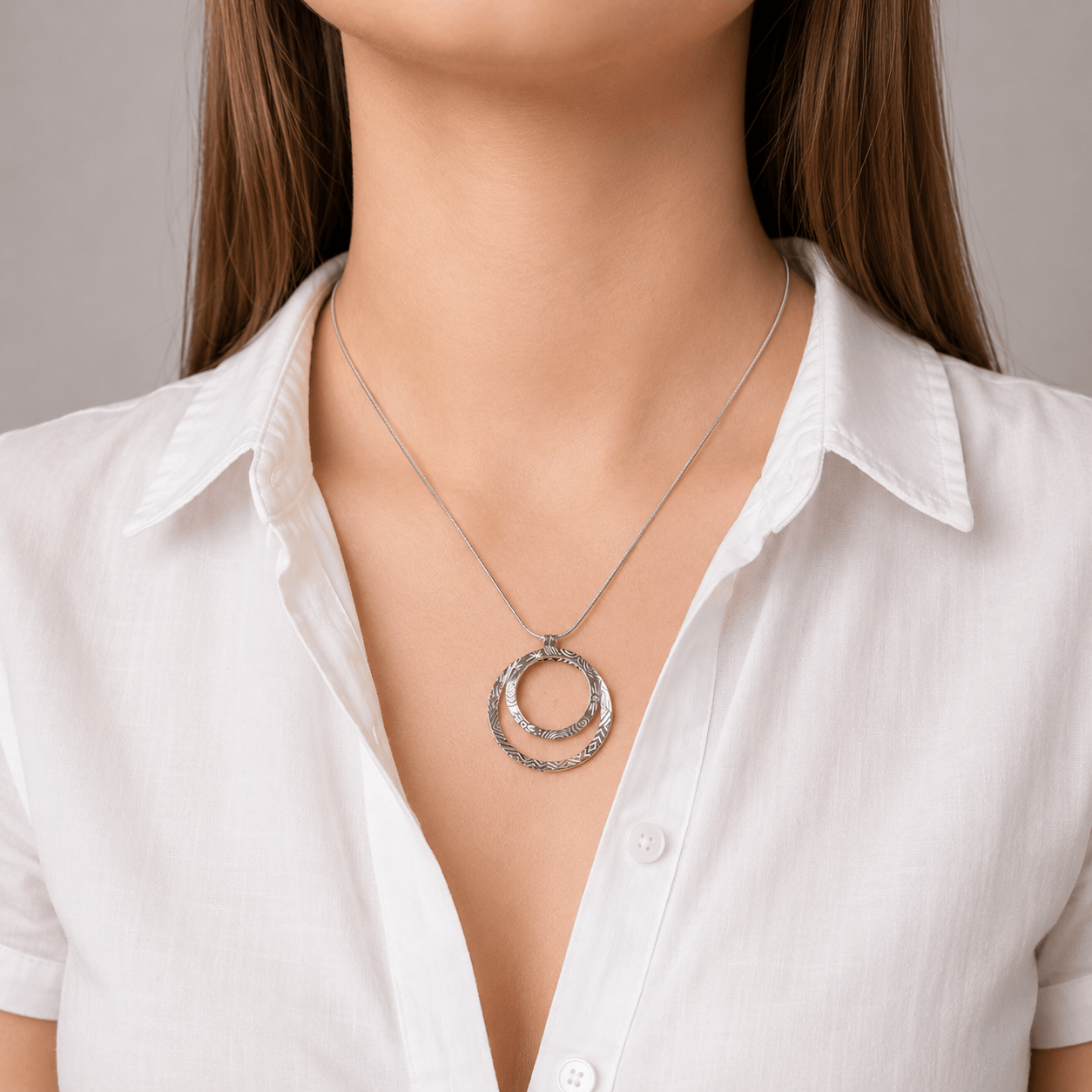 Martina Hamilton Pendants/Necklaces Heaven | Sterling Silver Double Circle Pendant Large
