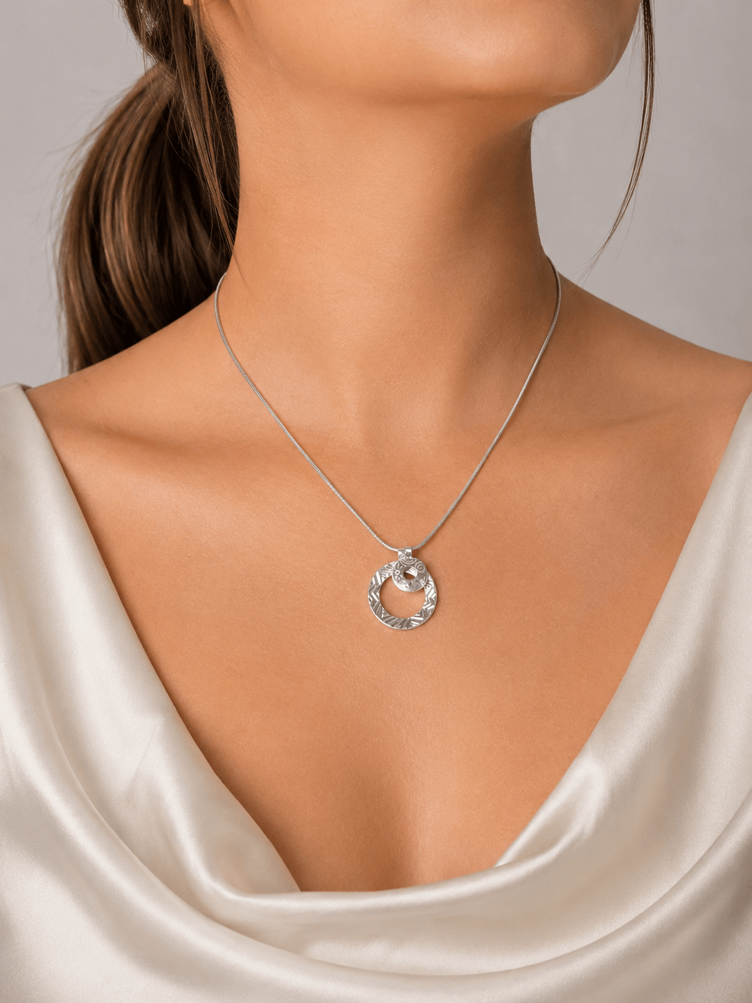 Martina Hamilton Pendants/Necklaces Heaven | Sterling Silver Double Circle Pendant Small
