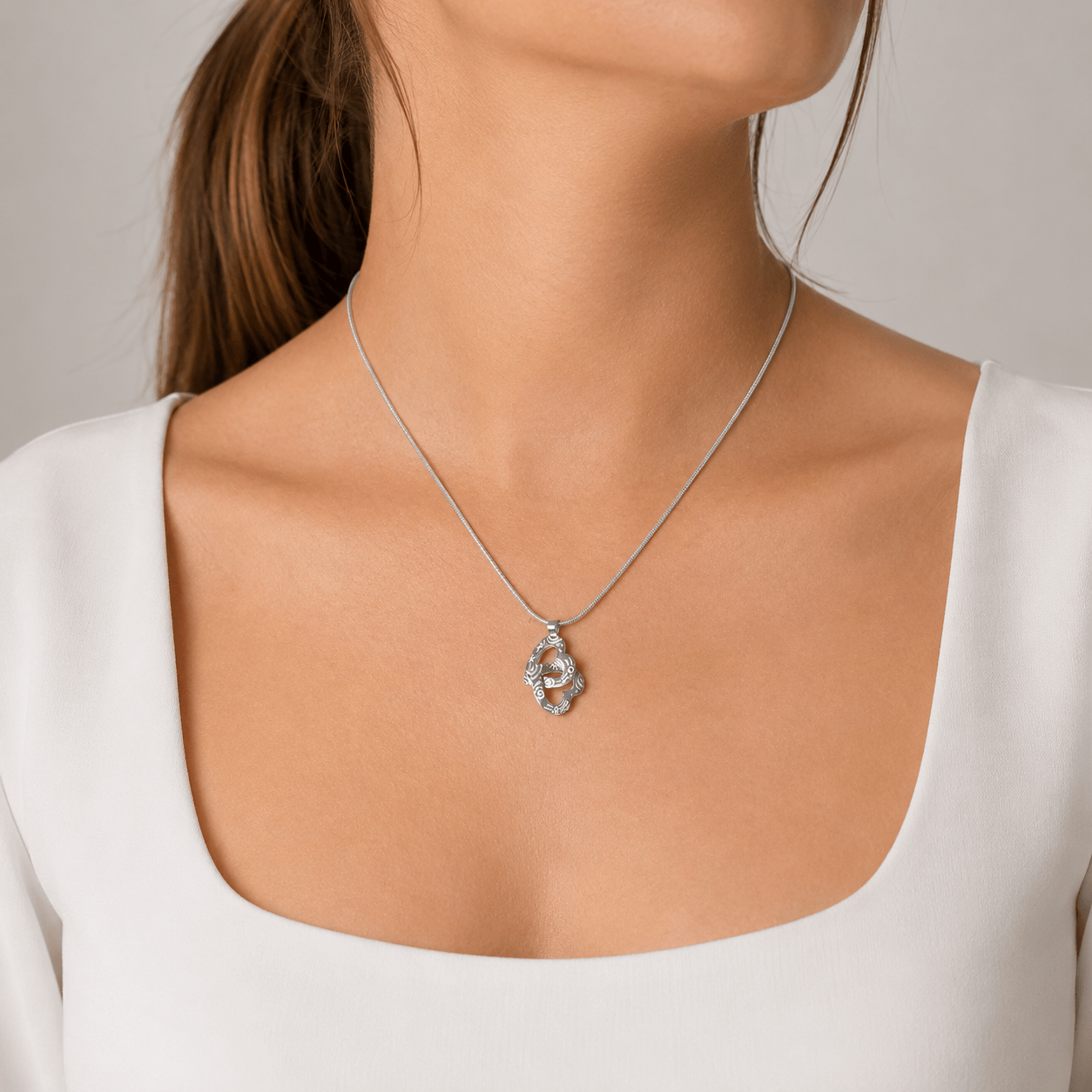 Martina Hamilton Pendants/Necklaces Heaven | Sterling Silver Double Heart Pendant Small
