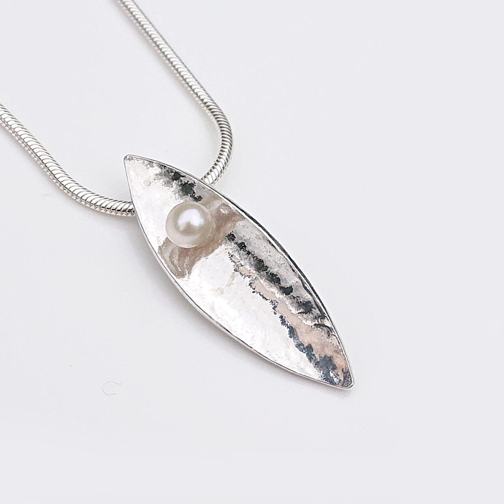Martina Hamilton Pendants/Necklaces Leaf | Sterling Silver and Fixed Pearl Pendant