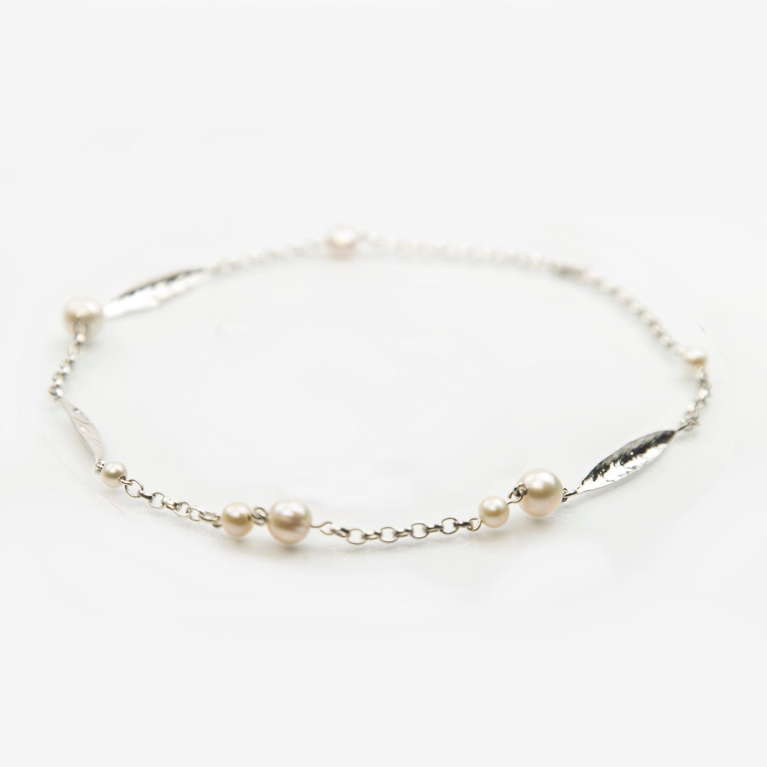 Martina Hamilton Pendants/Necklaces Leaf | Sterling Silver and Pearl Necklace