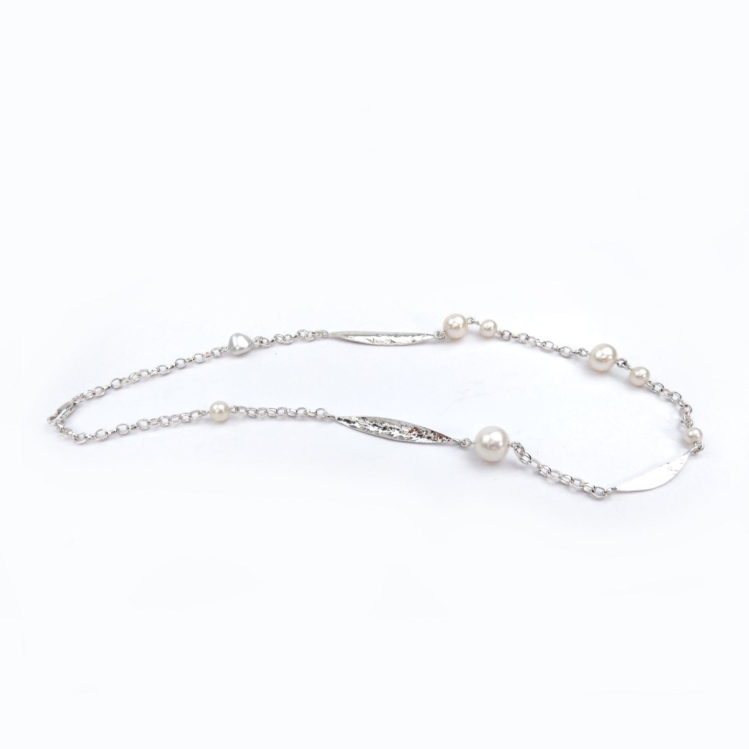 Martina Hamilton Pendants/Necklaces Leaf | Sterling Silver and Pearl Necklace
