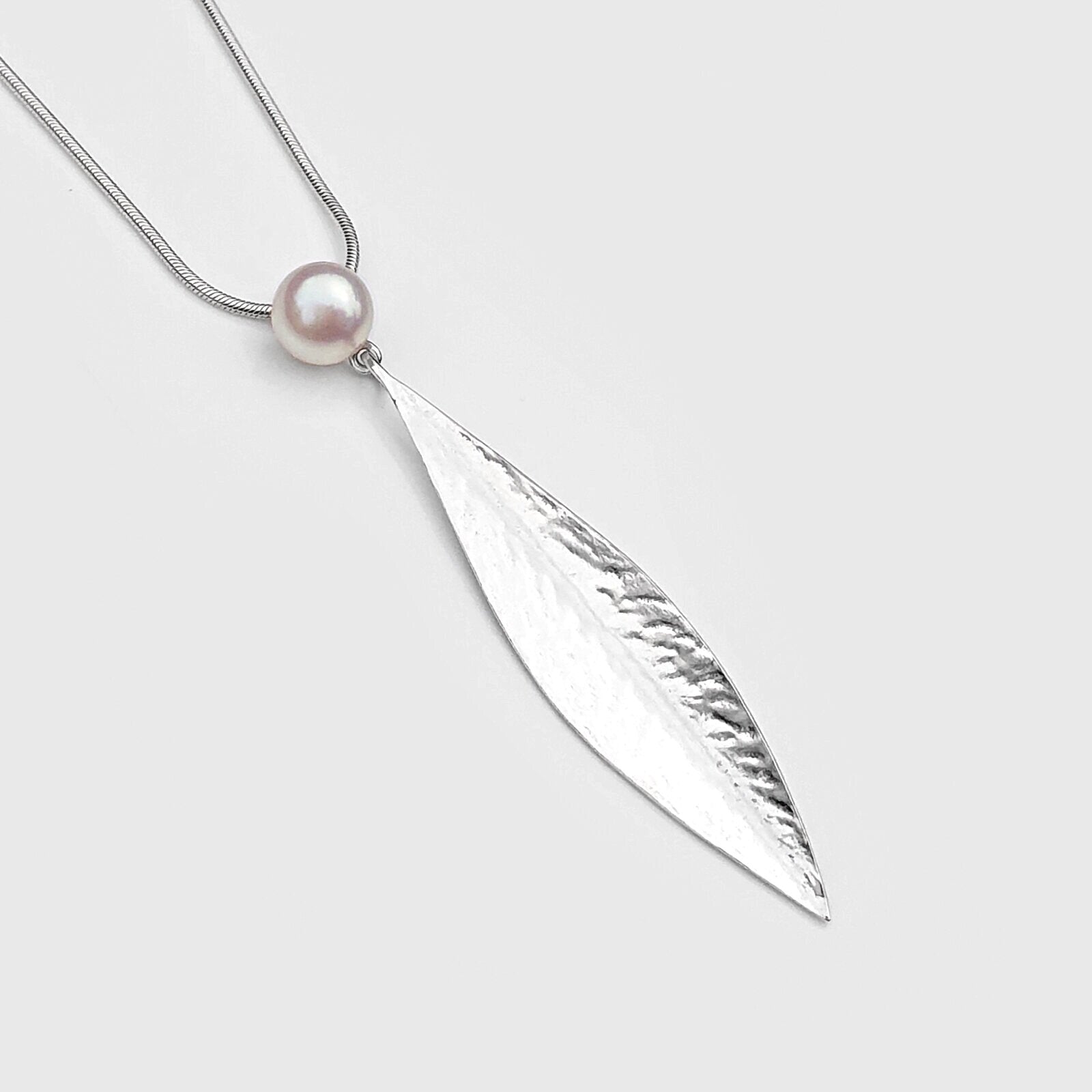 Martina Hamilton Leaf | Sterling Silver and Pearl Pendant Signature