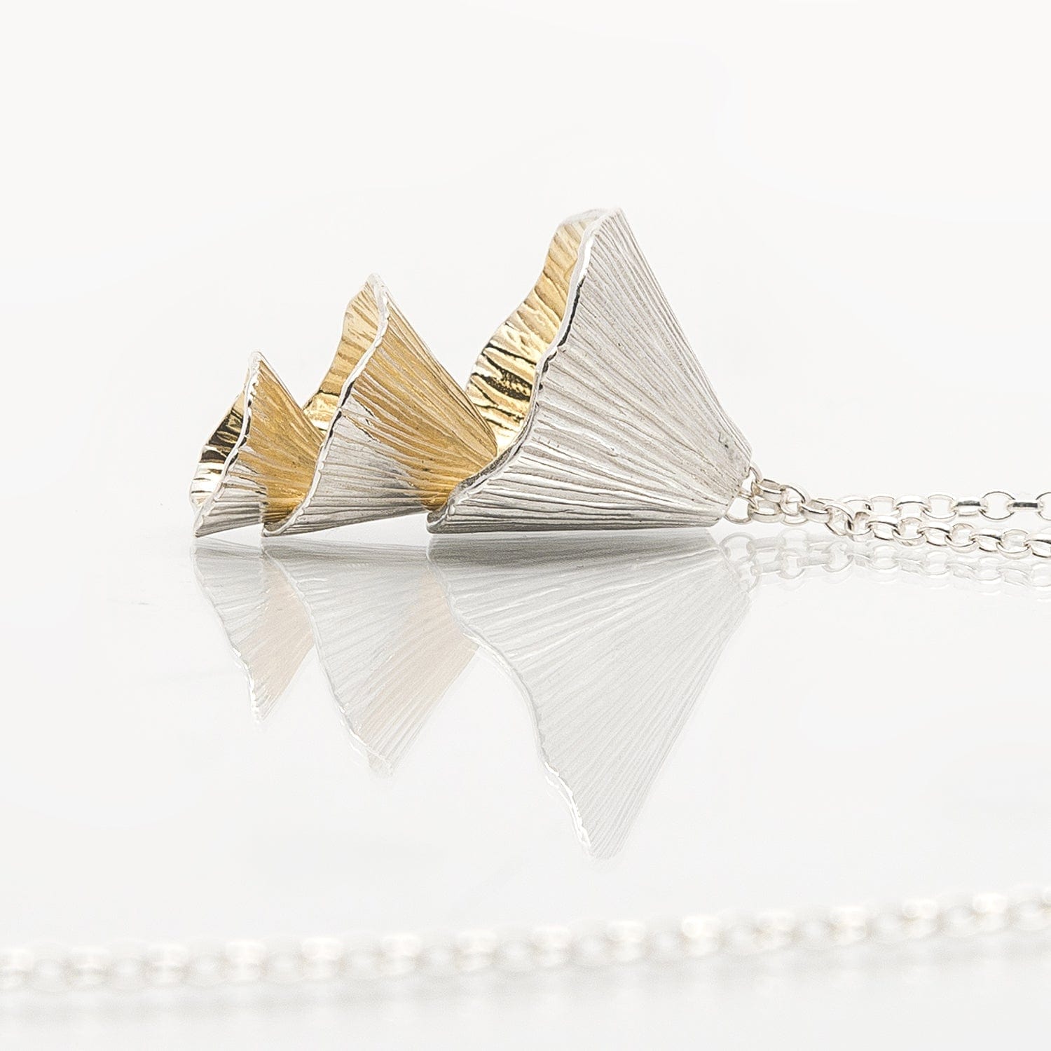 Martina Hamilton Shell Cone | Sterling Silver and 22ct Gold Plated Triple Pendant Statement