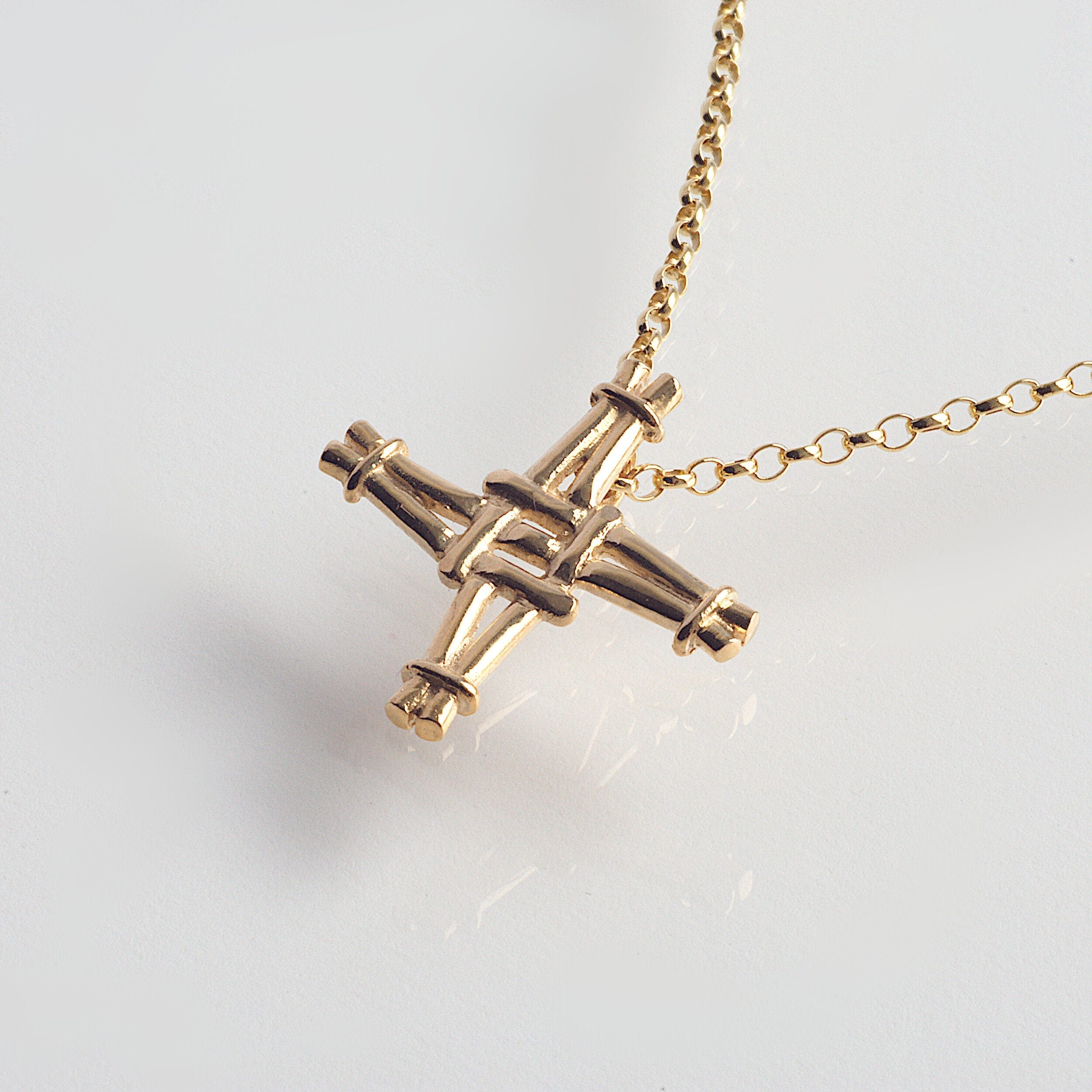 Martina Hamilton Pendants/Necklaces St. Brigid Cross | 9ct Solid Gold Flat Reed Pendant Small