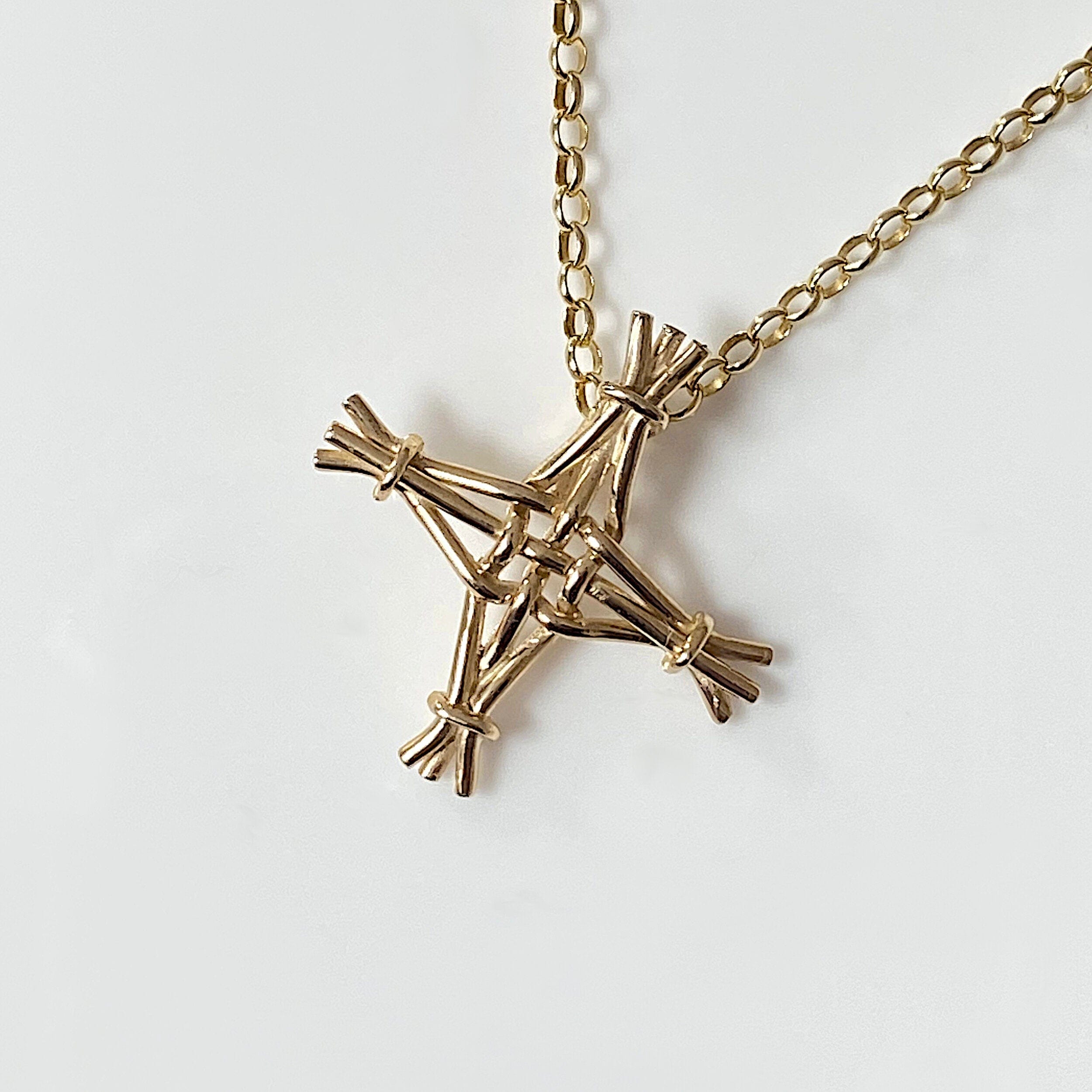 Martina Hamilton Pendants/Necklaces St. Brigid Cross | 9ct Solid Gold Woven Reed Pendant Small