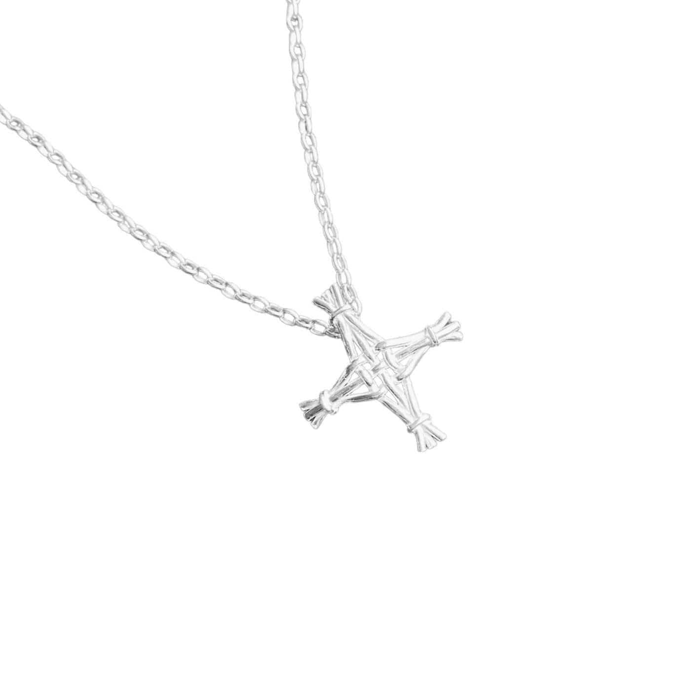 Martina Hamilton St. Brigid Cross | Sterling Silver Woven Reed Bell Chain Pendant Small
