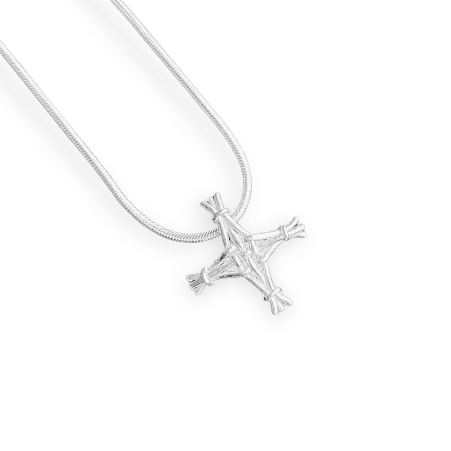 Martina Hamilton Pendants/Necklaces St. Brigid Cross | Sterling Silver Woven Reed Snake Chain Pendant Small