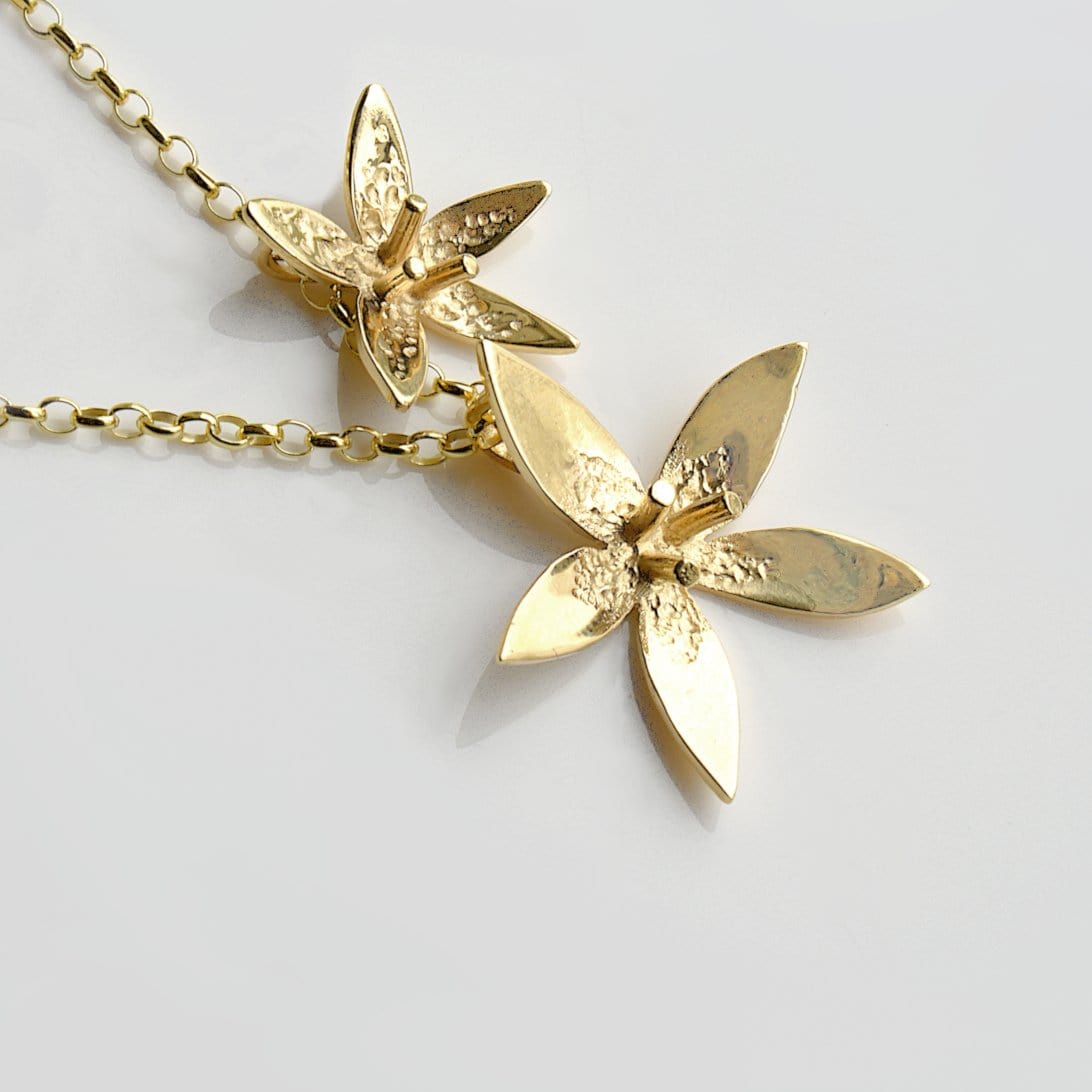 Martina Hamilton Pendants/Necklaces Star Flower | 9ct Solid Gold Double Floral Pendant