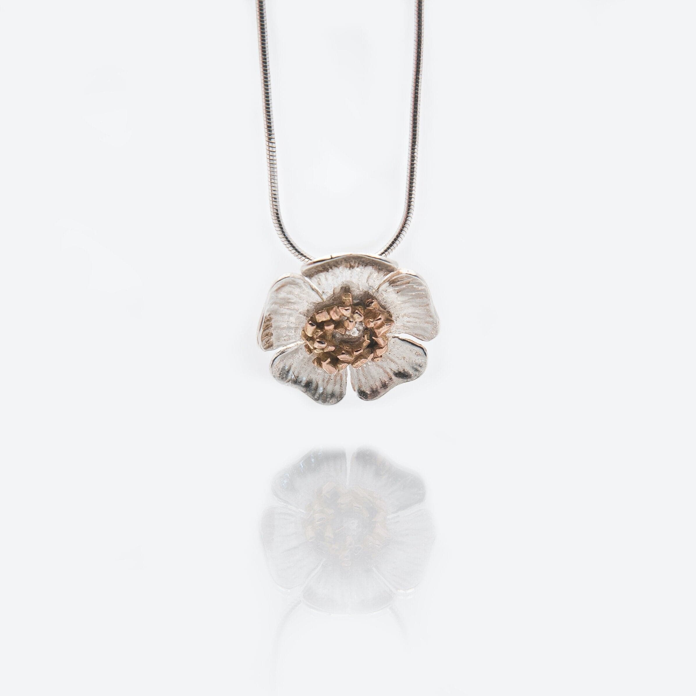 Martina Hamilton Pendants/Necklaces Wild Irish Rose | Sterling Silver and 10ct Solid Rose Gold Pendant Large