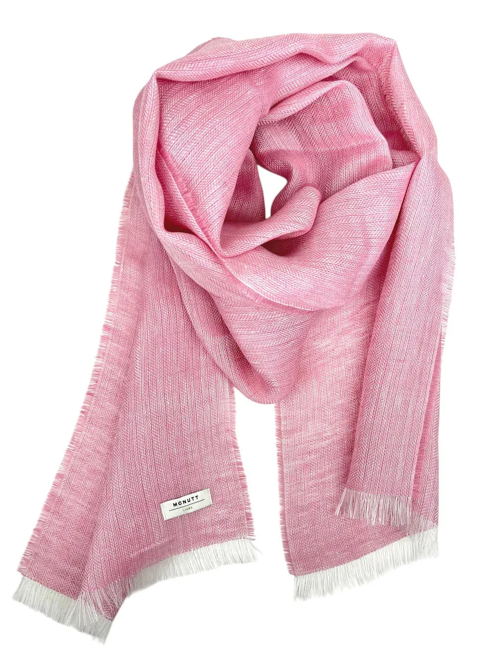 McNutt Scarves Scarf Linen Scarf | Pale Pink Herringbone