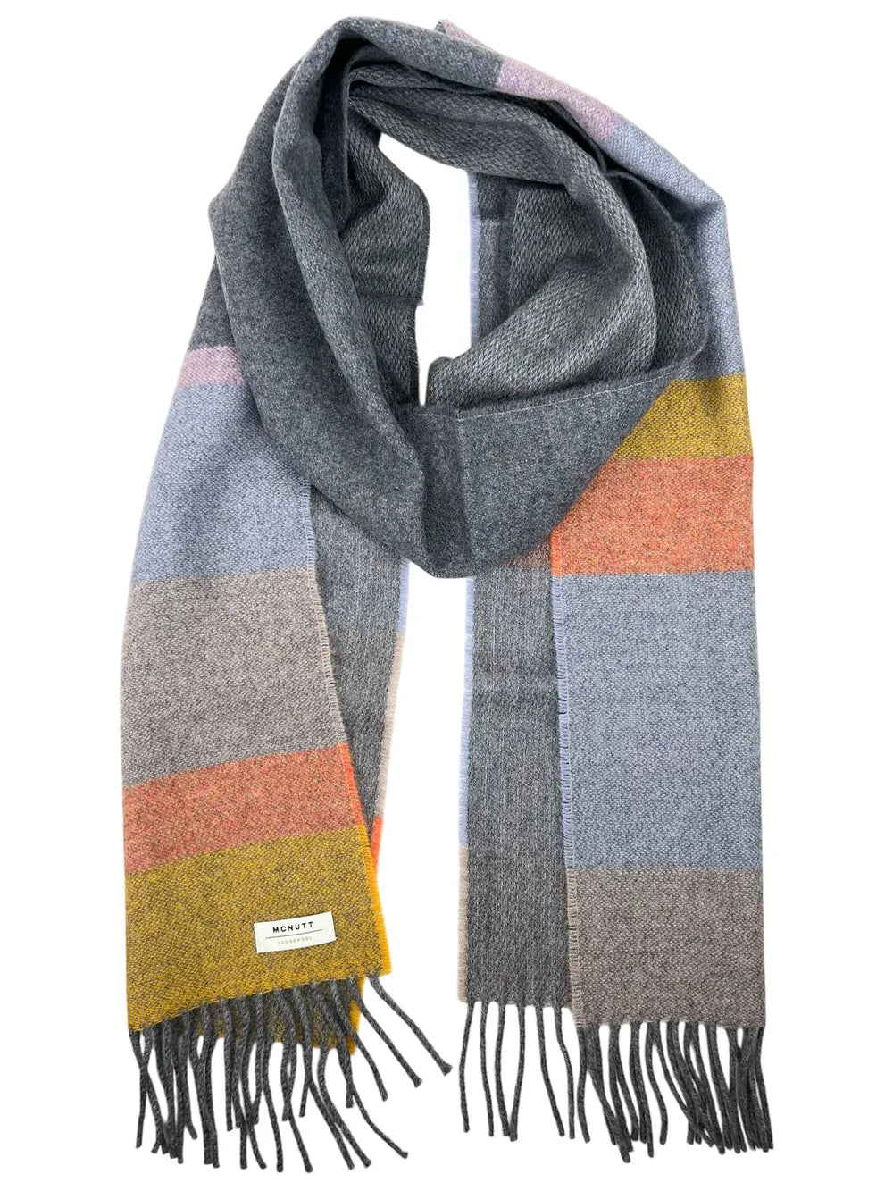 McNutt Scarves Scarves Merino Lambswool Scarf | Grey Citrus Stripe