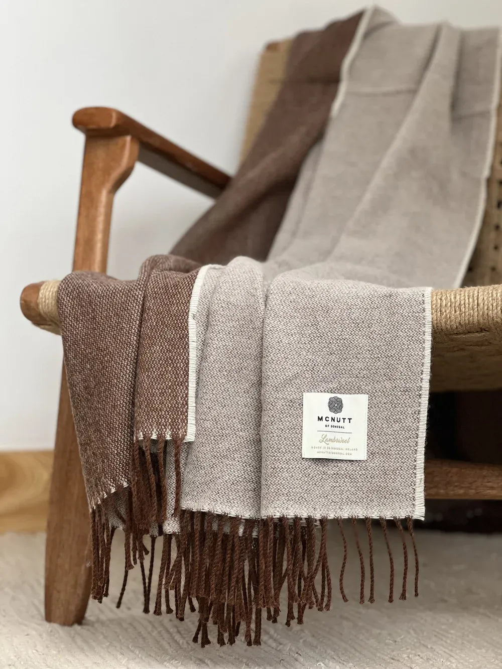 McNutt Throws & Blankets Merino Reversible Throw | Cappucino