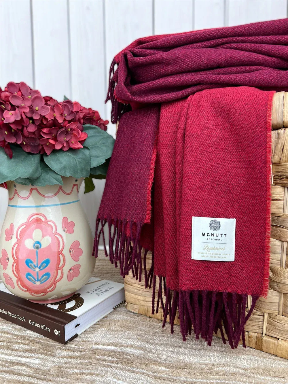 McNutt Throws & Blankets Merino Reversible Throw | Merlot
