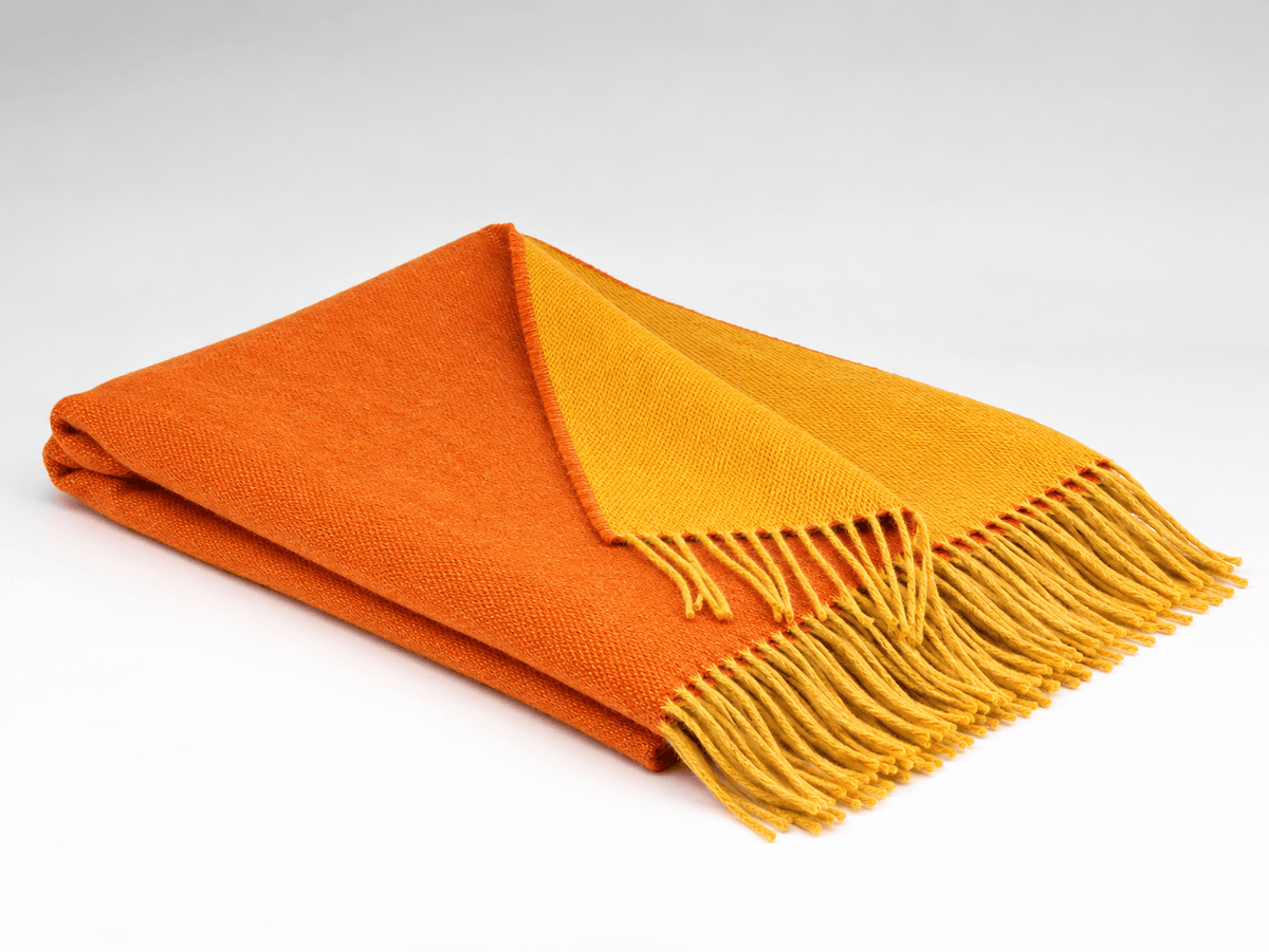 McNutt Throws & Blankets Merino Reversible Throw | Orange Mustard
