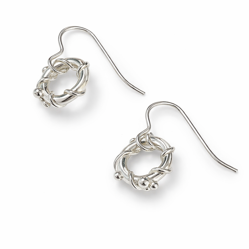 Nebula | Sterling Silver Circle Drop Earrings Petite