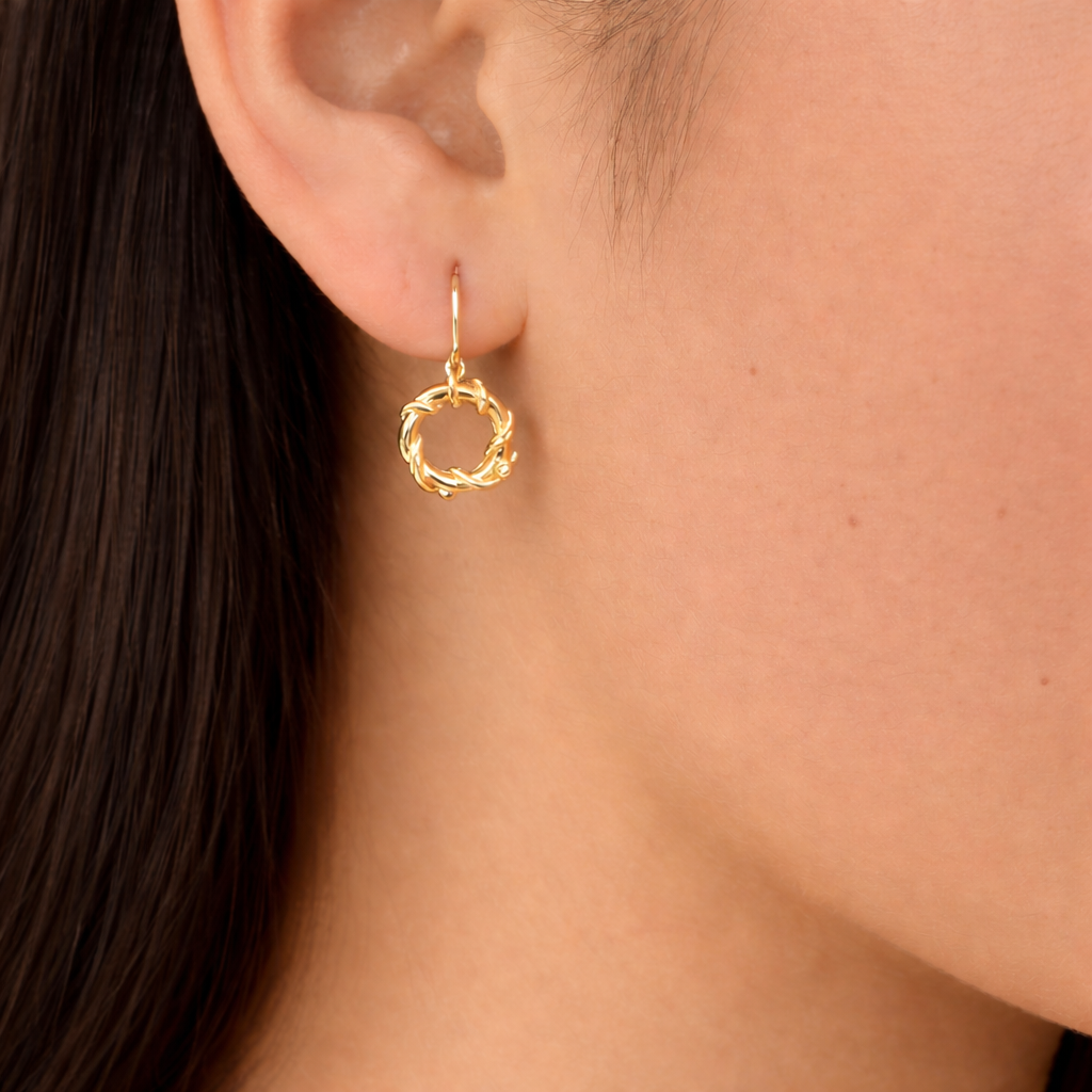 Nebula | 9ct Solid Gold Circle Drop Earrings Petite