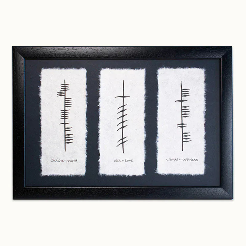 Ogham Wish Health, Love, Happiness  | Framed Artwork