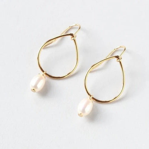 Gold Tear Drop Earrings | Mother of Pearl