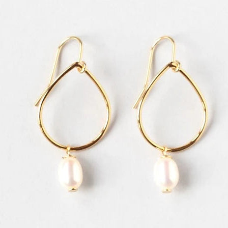 Gold Tear Drop Earrings | Mother of Pearl