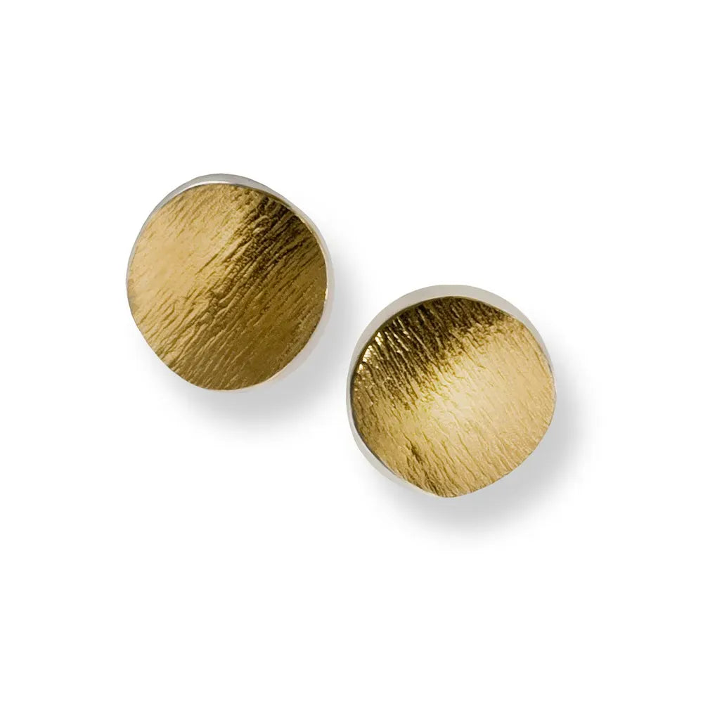 Seamus Gill Earrings Flowing Curves | Sterling Silver & 22ct Gold Plated Round Stud Earrings