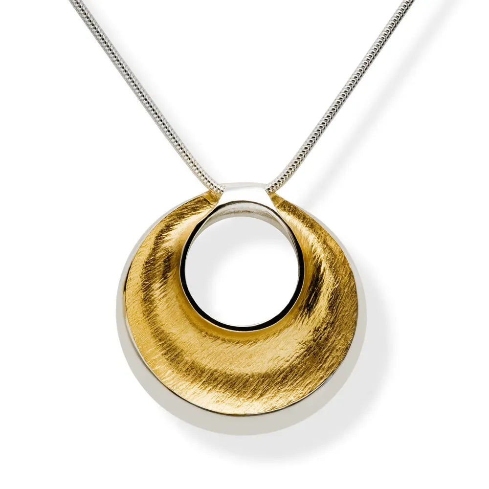 Seamus Gill Pendants/Necklaces Flowing Curves | Sterling Silver & 22ct Gold Plated Round Pendant