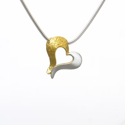 Seamus Gill Pendants/Necklaces Heart Within A Heart | Small Sterling Silver and 22ct Gold Plated Pendant