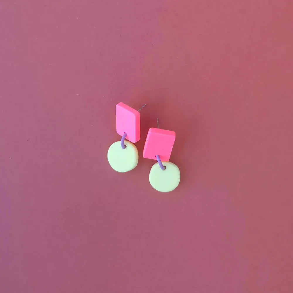Studio Canty Confetti Neon pink & Lemon | Dangle Earrings