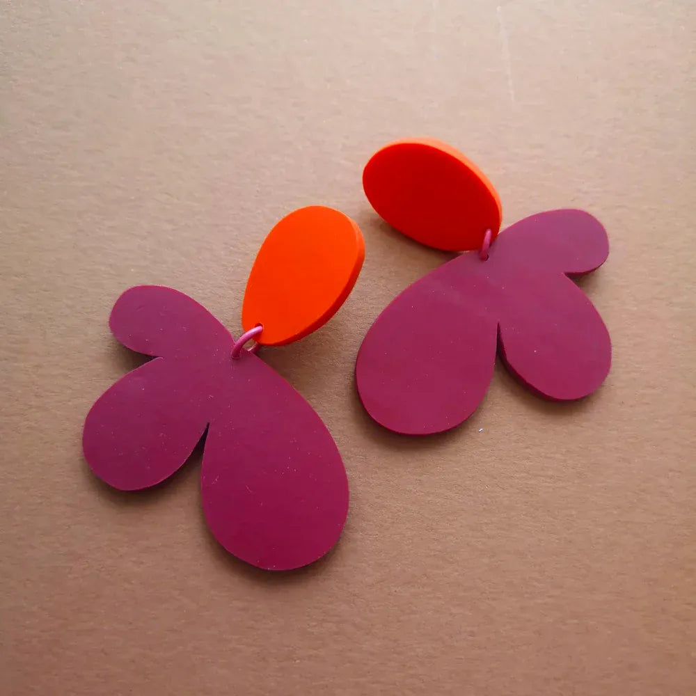 Studio Canty Earrings BLOOM | Burgundy & Orange