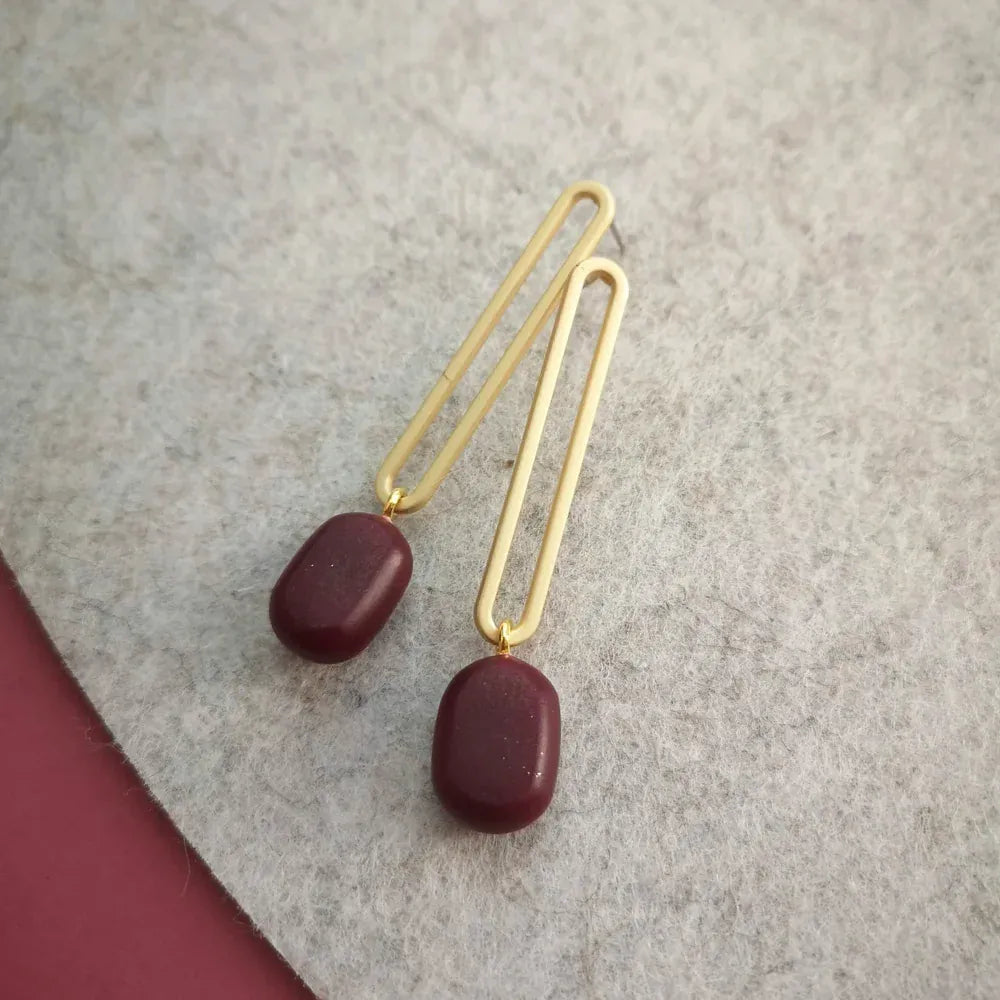 Studio Canty Earrings ISLA | Burgundy & Gold