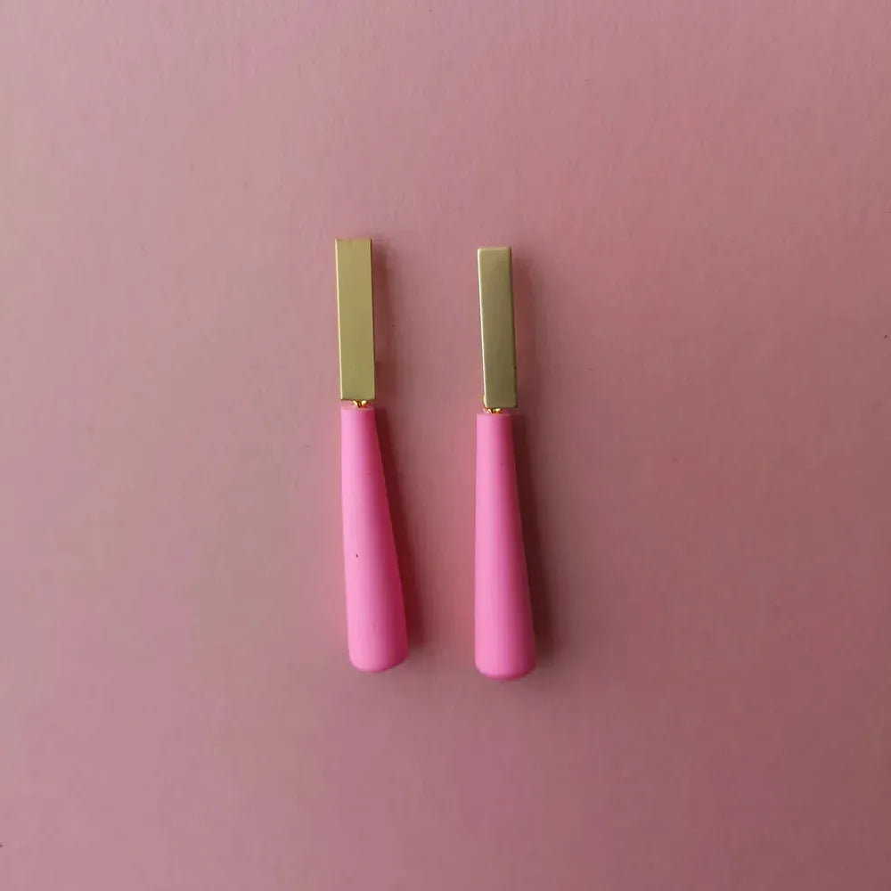 Studio Canty Earrings Long Drop Earring | Neon Pink & Gold