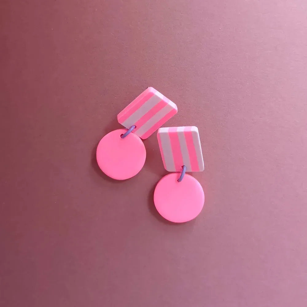 Studio Canty Lollipop Neon Pink & Rose | Dangle Earrings