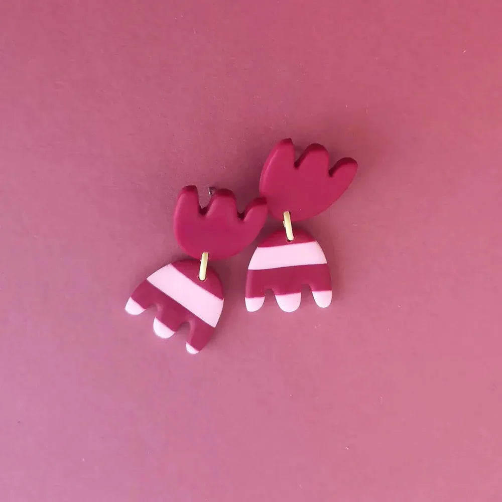 Studio Canty Mira Burgundy & Rose | Dangle Earrings