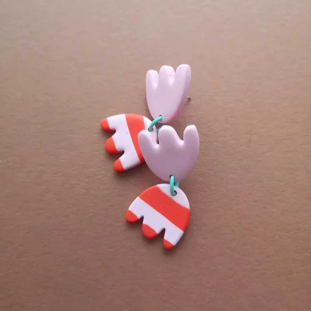 Studio Canty Mira Orange-Red & Rose | Dangle Earrings